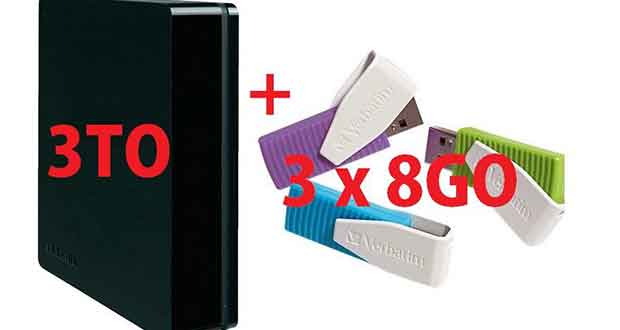 Promo : Bundle HDD Externe 3To Toshiba StorE Canvio + 3 clés USB 8