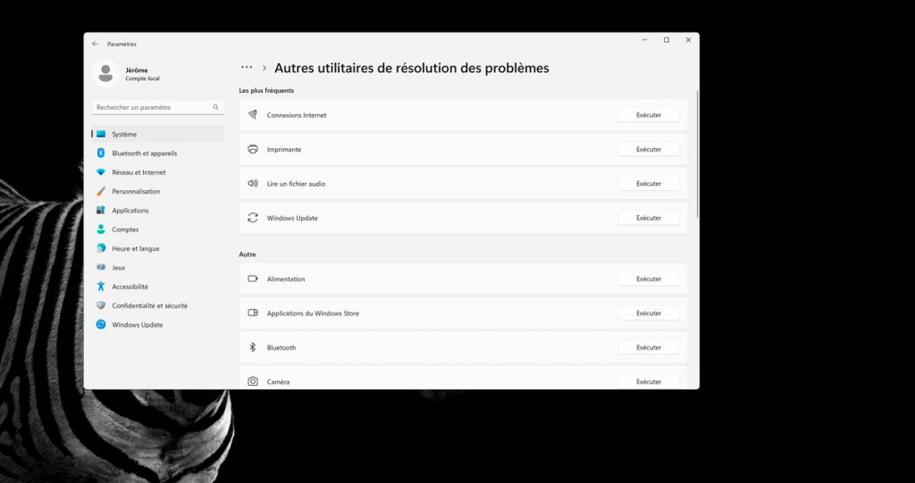 Windows 11 et l'utilitaire de résolution des problèmes.